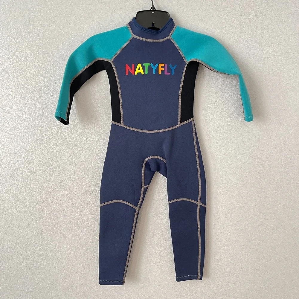 NatyFly Girl's Boy's Kids Wetsuit Water Surfing Small Blue Black Turquoise